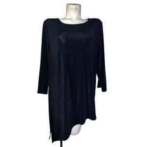 Travelers by Chico's Black Asymmetrical Hem 3/4 Sleeve Tunic Top Size XL (3)
